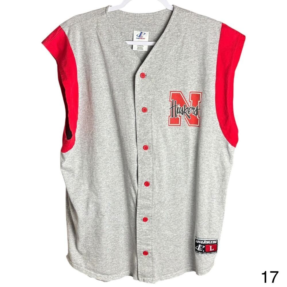 logo athletic mens large gray nebraska corn huskers college baseball jersey